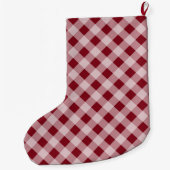 Landelijke kerstrode gingham-kakkerdeklaag grote kerstsok (Achterkant)