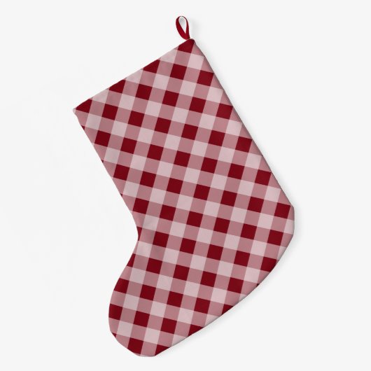 Landelijke kerstrode gingham-kakkerdeklaag grote kerstsok (Achterkant (Hangend))