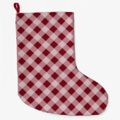 Landelijke kerstrode gingham-kakkerdeklaag grote kerstsok (Voorkant)