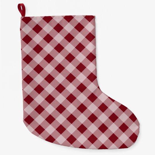 Landelijke kerstrode gingham-kakkerdeklaag grote kerstsok (Voorkant)