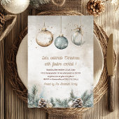"Landelijke Kerstsfeer Feest | Blauw & Goud Kaart