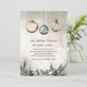 "Landelijke Kerstsfeer Feest | Blauw & Goud Kaart (Staand voorkant)