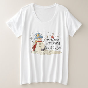 Landelijke kerstsneeuwfeestdag plus formaat grote maat t-shirt