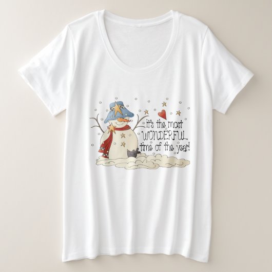 Landelijke kerstsneeuwfeestdag plus formaat grote maat t-shirt (Design voorkant)