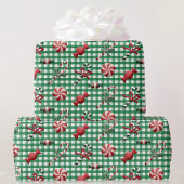Landelijke kerstSnoep Groene Gingham Gift Cadeaupapier