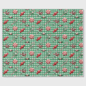 Landelijke kerstSnoep Groene Gingham Gift Cadeaupapier (Vlak)