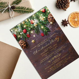 Landelijke Kerstvakantie Feestje Folie Uitnodiging