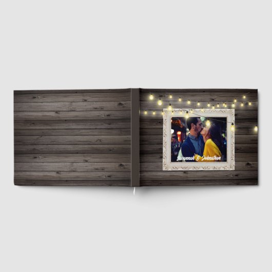 Landelijke kerstverlichting hout buitenlandelijke  gastenboek (Volledig)