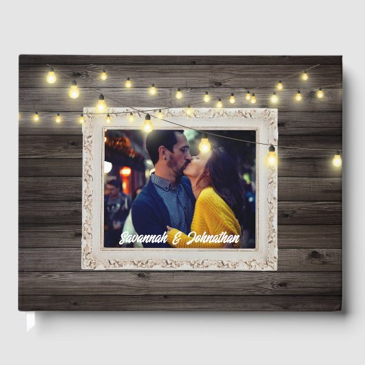 Landelijke kerstverlichting hout buitenlandelijke  gastenboek (Voorkant)