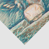 Landelijke Koe in Barn Rustic Blauwgroen bruin Boe Tissuepapier (Detail)