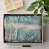 Landelijke Koe in Barn Rustic Blauwgroen bruin Boe Tissuepapier (Geschenk)