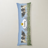 Landelijke Koeien op Sky Blue Gepersonaliseerd Lichaamskussen (Achterkant (Verticaal))