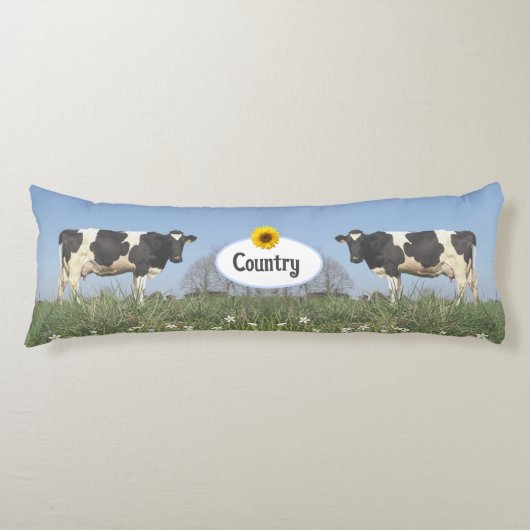 Landelijke Koeien op Sky Blue Gepersonaliseerd Lichaamskussen (Voorkant)