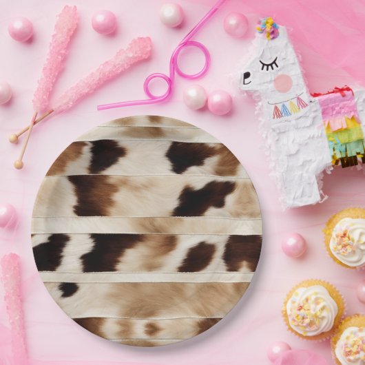 Landelijke koeienprint western country cowboy-fees papieren bordje (Feest)