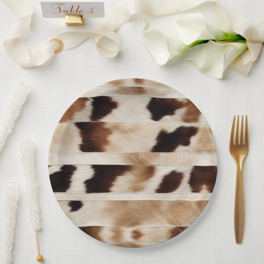 Landelijke koeienprint western country cowboyfeest papieren bordje (Huwelijk)