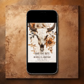 Landelijke Koeienschedel Bloemige Boho Westerse Br Save The Date