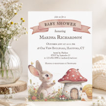 Landelijke Konijn Baby Shower Uitnodiging