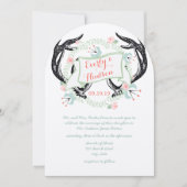 Landelijke koraal roze groene vintage bloemensling kaart (Voorkant)