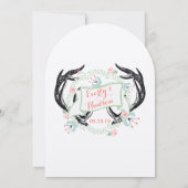 Landelijke koraal roze groene vintage bloemensling kaart (Achterkant)