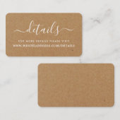 Landelijke Kraft-briefkaarten met eenvoudig script Informatiekaartje (Voorkant / Achterkant)