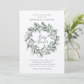 Landelijke krans babyshower uitnodiging (Staand voorkant)