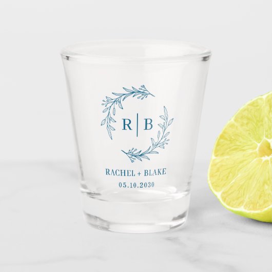 Landelijke krans bruiloft bruidsfeest verlovingsfe shot glas (Voorkant)