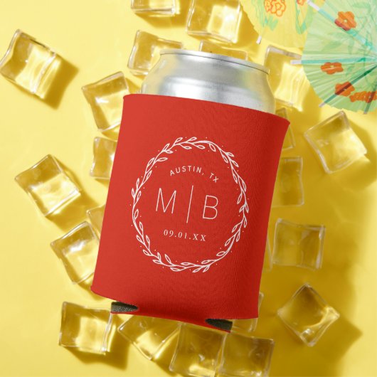 Landelijke krans trouw monogram | Rood Blikjeskoeler (Insitu Zomer)
