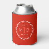 Landelijke krans trouw monogram | Rood Blikjeskoeler (Blikje Voorkant)