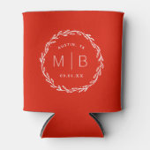 Landelijke krans trouw monogram | Rood Blikjeskoeler (Voorkant)