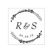 Landelijke Krans Trouw Monogram Rubberstempel (Afrduk)