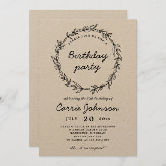 Landelijke krans verjaardagsfeest uitnodiging