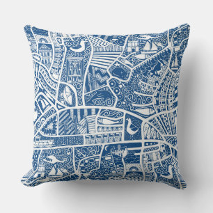 Landelijke kust wonen blauw kussen