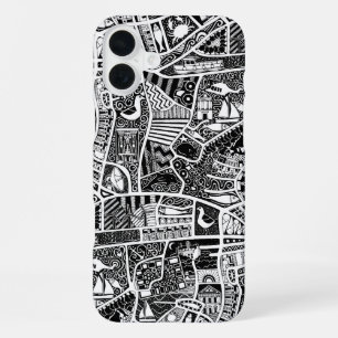 Landelijke kust wonen zwart iPhone 16 plus hoesje