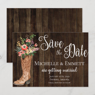 Landelijke laars western save the date kaart