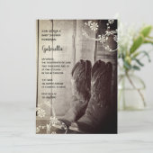 Landelijke laarzen bloemen country western baby sh kaart (Staand voorkant)