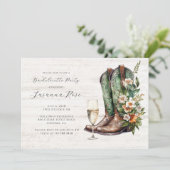 Landelijke Laarzen Bruisend Afscheid Van De Meisje Kaart (Staand voorkant)