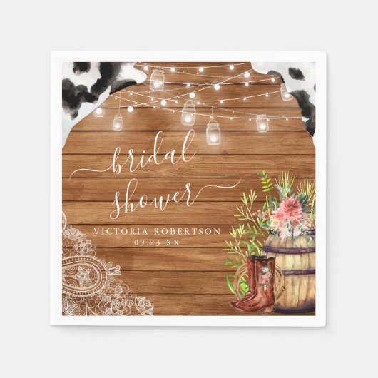 Landelijke Laarzen Cowgirl Westerse Bruidsdouche Servet (Voorkant)