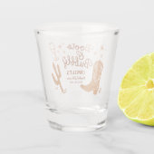 Landelijke laarzen en bruisende bruidsuitnodiging shot glas (Achterkant)