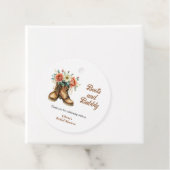 Landelijke laarzen en bruisende western bruidsdouc bedankjes labels (In situ)