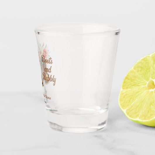 Landelijke laarzen en bruisende western bruidsfees shot glas (Rechts)