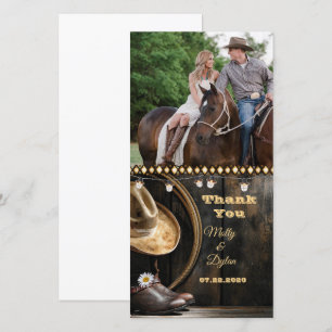 Landelijke Laarzen Hoed & Houten Schuur Foto Bedan Bedankkaart