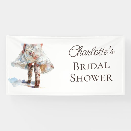 Landelijke laarzen western bruidsdouche banner (Horizontaal)