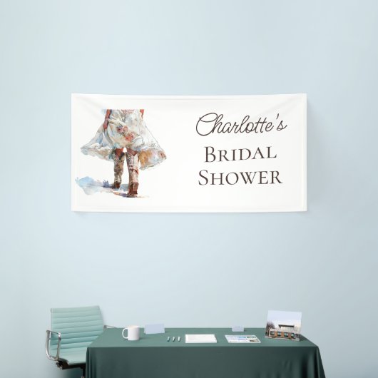 Landelijke laarzen western bruidsdouche banner (Beurs)