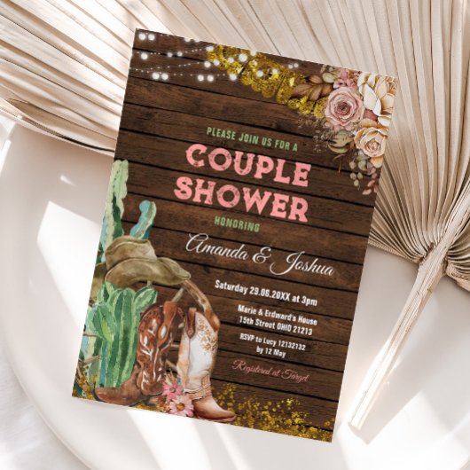 Landelijke Land Boots Koppel Shower Hout Bloem Kaart