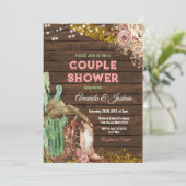 Landelijke Land Boots Koppel Shower Hout Bloem Kaart (Staand voorkant)