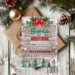 Landelijke land rode strik Kerstmis Feestdagenkaart