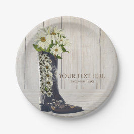 Landelijke landboot met madeliefjes bruidsdouche papieren bordje