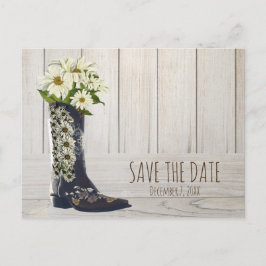 Landelijke landboot met madeliefjes Save The Date Aankondigingskaart