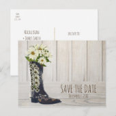 Landelijke landboot met madeliefjes Save The Date Aankondigingskaart (Voorkant / Achterkant)