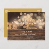 Landelijke landelijke bokeh-lichten bewaar datum a aankondigingskaart (Voorkant / Achterkant)